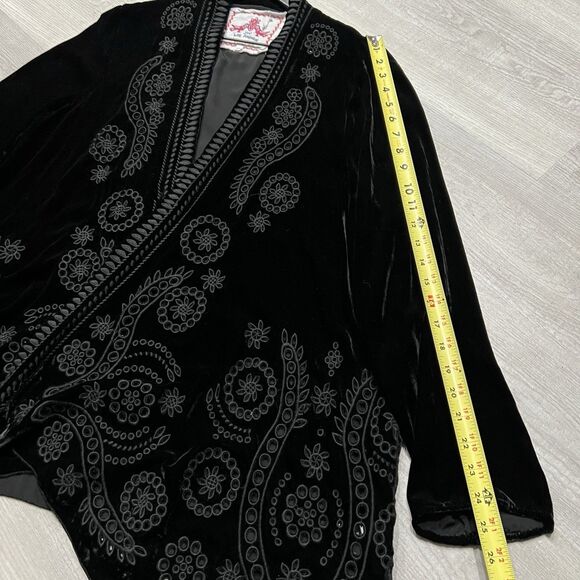 Johnny Was Tinasha velvet draped cardigan/kimono in black Size XS - Picture 5 of 5
